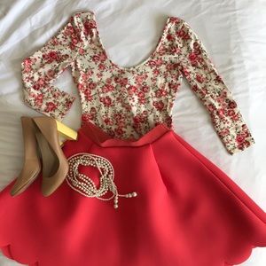 Floral rose print bodysuit